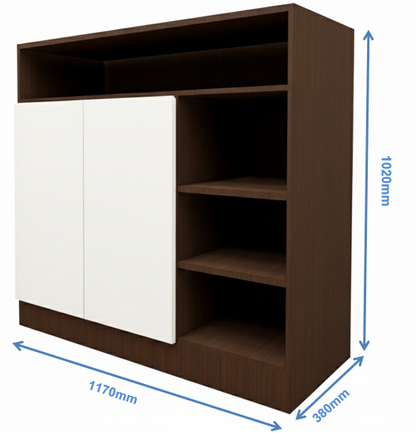 Rich Walnut & Wool White Finish Shoe Rack