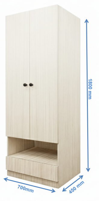Legno Oak Light Finish Double Door Wardrobe
