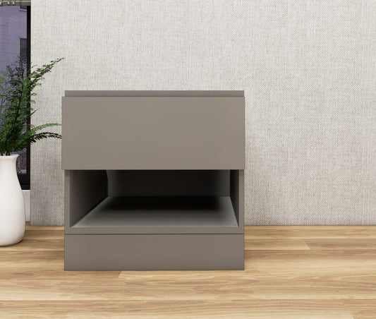 Dust Finish Bedside Table with Drawer and Open Shelf