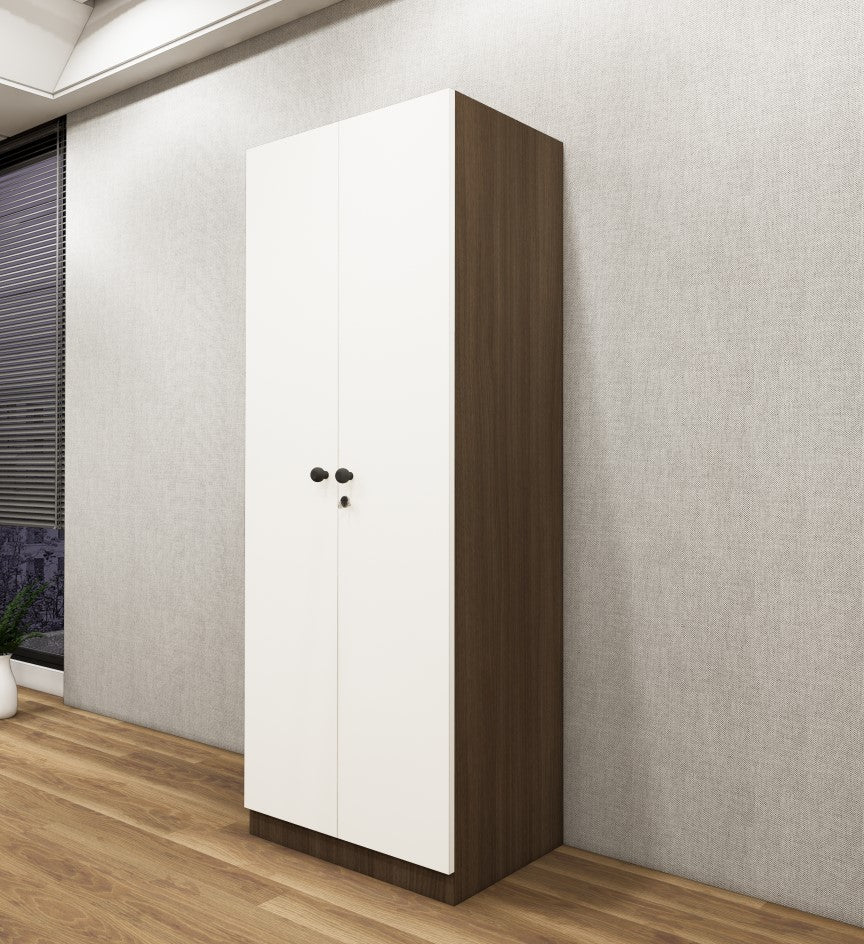 Legno Oak Dark & Frosty White Finish Double Door Wardrobe