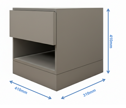 Dust Finish Bedside Table with Drawer and Open Shelf