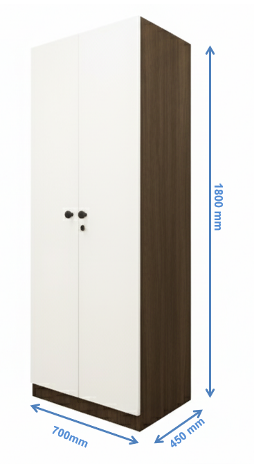 Legno Oak Dark & Frosty White Finish Double Door Wardrobe