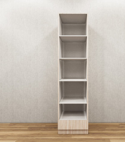 Modern Oak & Wool White Finish - Single Door With Drawer & Open Shelf Wardrobe