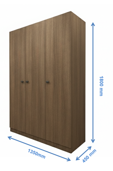 Three Door Legno Oak Dark Wardrobe