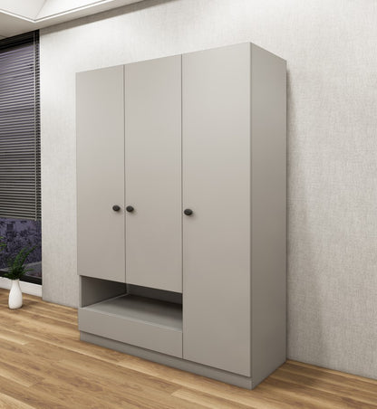Gothic Grey Three Door Wardrobe