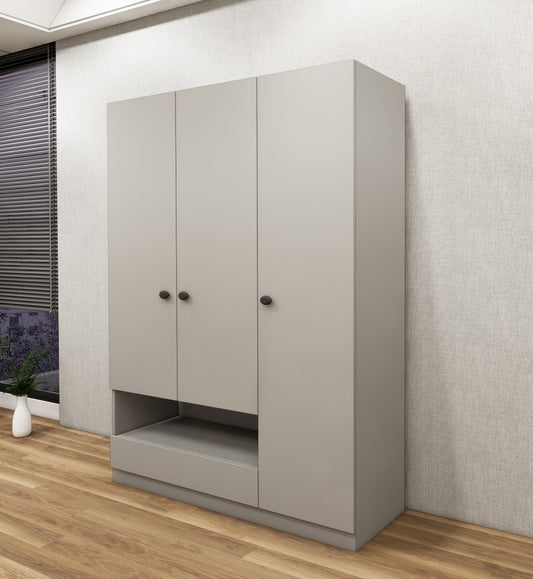 Gothic Grey Three Door Wardrobe