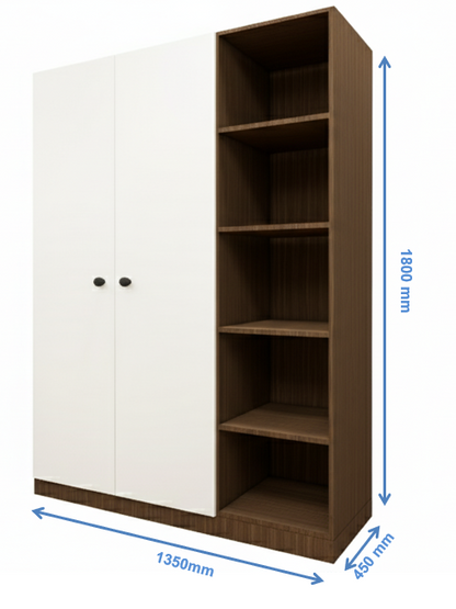 Moldau Acacia Dark & Frosty White Finish Wardrobe