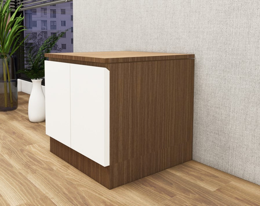 Moldau Acacia Dark & Frosty White Finish Bed Side Table