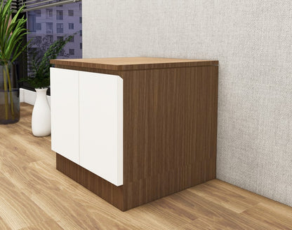 Moldau Acacia Dark & Frosty White Finish Bed Side Table