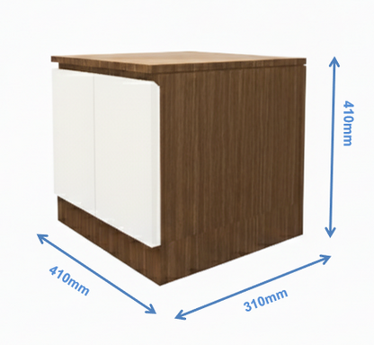 Moldau Acacia Dark & Frosty White Finish Bed Side Table