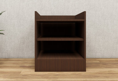 Modern Rich Walnut Finish Bedside Table with Dual Shelves for Bedroom
