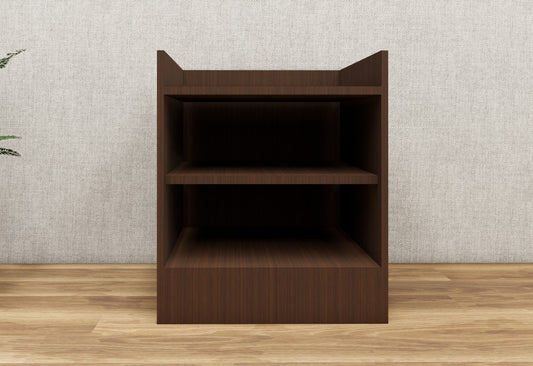 Modern Rich Walnut Finish Bedside Table with Dual Shelves for Bedroom
