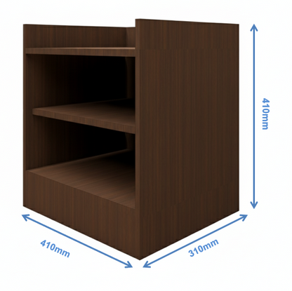 Modern Rich Walnut Finish Bedside Table with Dual Shelves for Bedroom