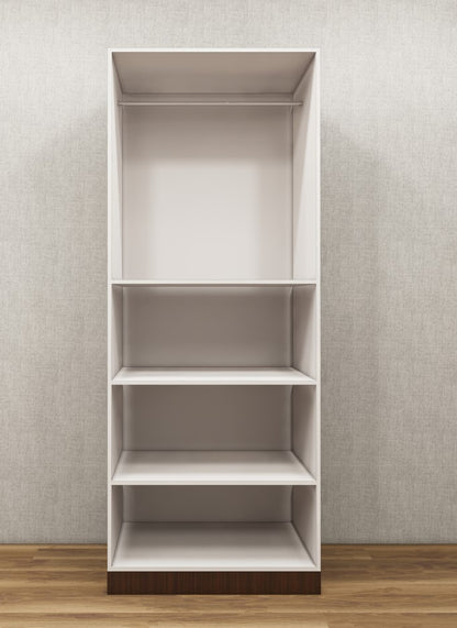 Rich Walnut & Wool White Finish Wardrobe – Sleek Two Door Storage with Hanging Space
