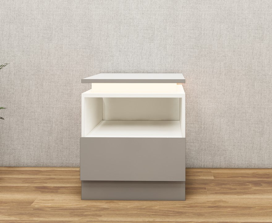 Gothic Grey & Frosty White Bed Side Table