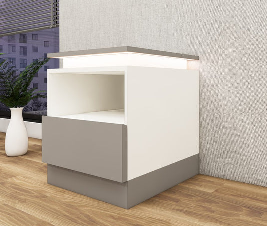 Gothic Grey & Frosty White Bed Side Table