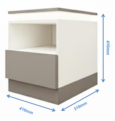 Gothic Grey & Frosty White Bed Side Table