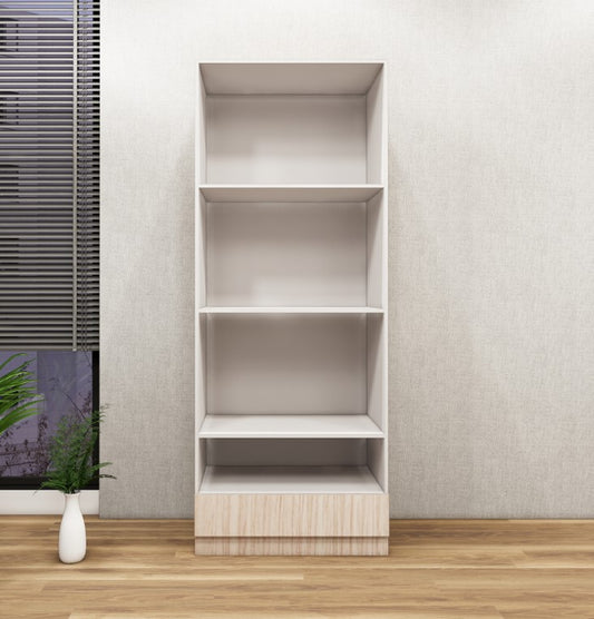 Modern Oak Finish Sleek Two Door Design with Open Shelf & Drawer