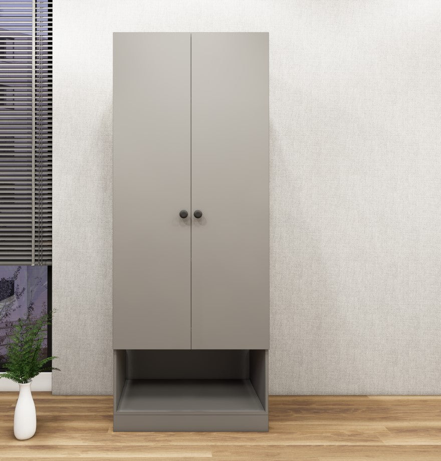 Dust Finish Compact Two Door Design with Bottom Shelf