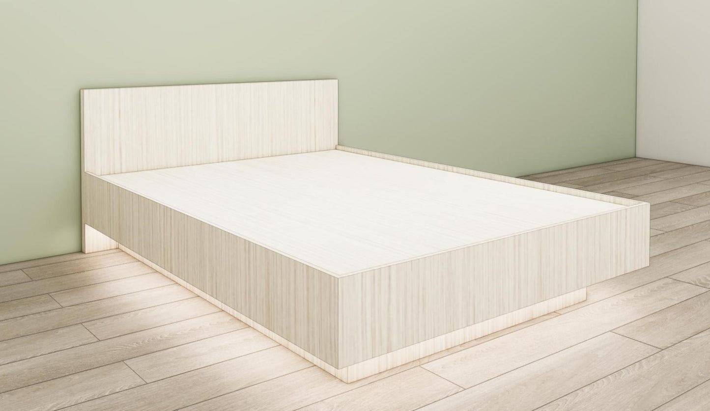 Legno Oak Light Finish Queen Bed With Strip Lighting