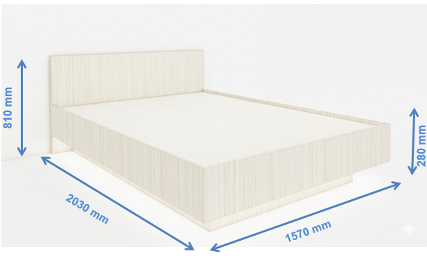 Legno Oak Light Finish Queen Bed With Strip Lighting