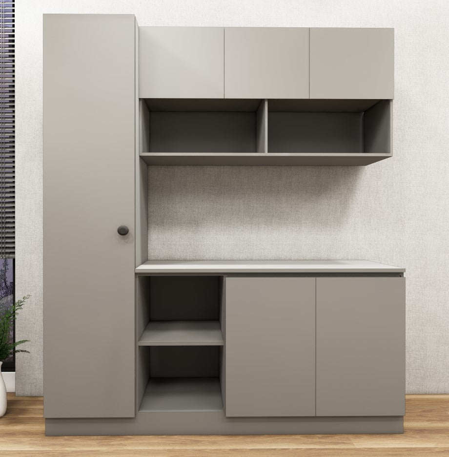 Modern Dust Finish Crockery Unit – Multi-Section Modular Design