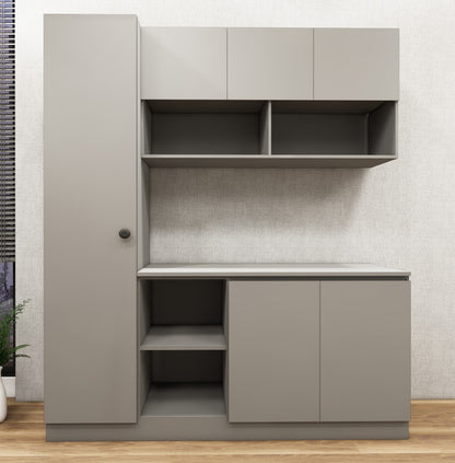 Modern Dust Finish Crockery Unit – Multi-Section Modular Design