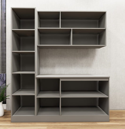 Modern Dust Finish Crockery Unit – Multi-Section Modular Design