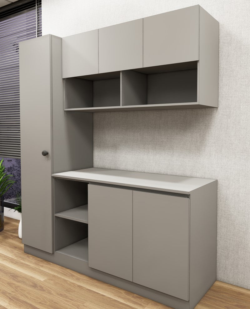 Modern Dust Finish Crockery Unit – Multi-Section Modular Design