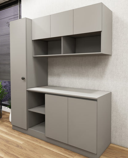 Modern Dust Finish Crockery Unit – Multi-Section Modular Design