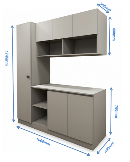 Modern Dust Finish Crockery Unit – Multi-Section Modular Design