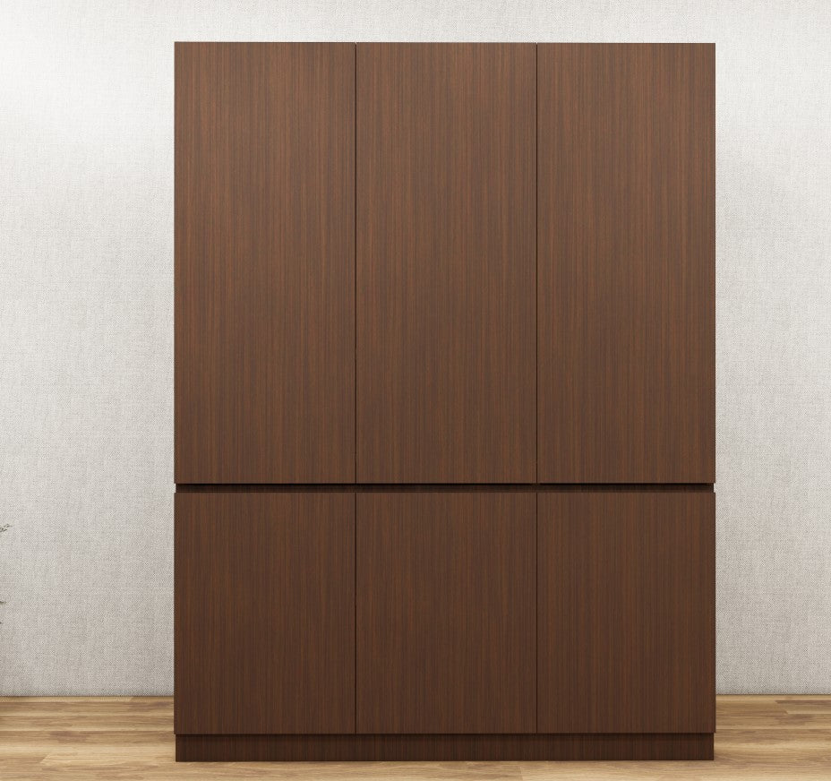 Rich Walnut Finish – Minimalist Three Door Storage Solution