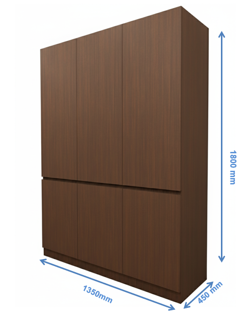 Rich Walnut Finish – Minimalist Three Door Storage Solution