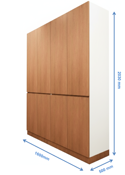 Modern Burma Teak & Wool White Finish Four Door Wardrobe – Ample Shelving & Hanging Space