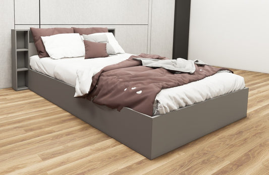 Dust Finish Queen Size Bed with Storage – Luxury Wooden Bedframe