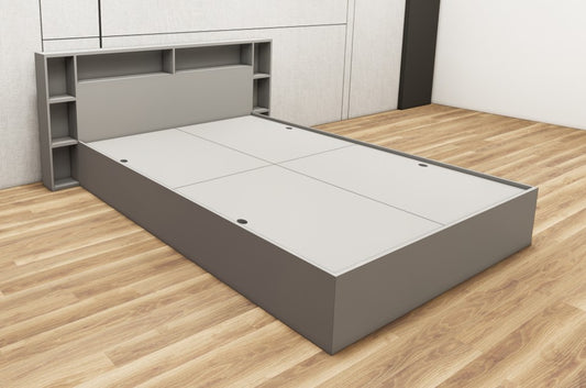 Dust Finish Queen Size Bed with Storage – Luxury Wooden Bedframe
