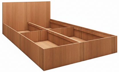 Modern Burma Teak Finish Queen Bed – Spacious Under-Storage Design