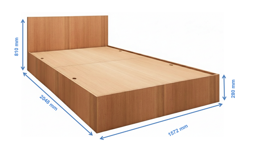Modern Burma Teak Finish Queen Bed – Spacious Under-Storage Design