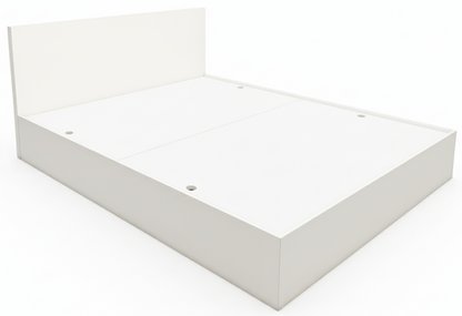 Modern Wool White Finish Queen Bed – Spacious Under-Storage Design