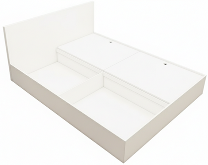 Modern Wool White Finish Queen Bed – Spacious Under-Storage Design