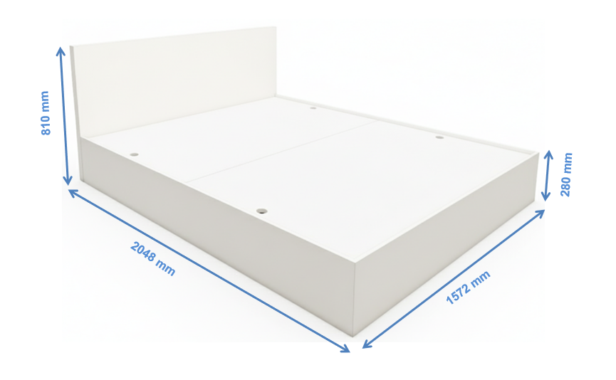 Modern Wool White Finish Queen Bed – Spacious Under-Storage Design