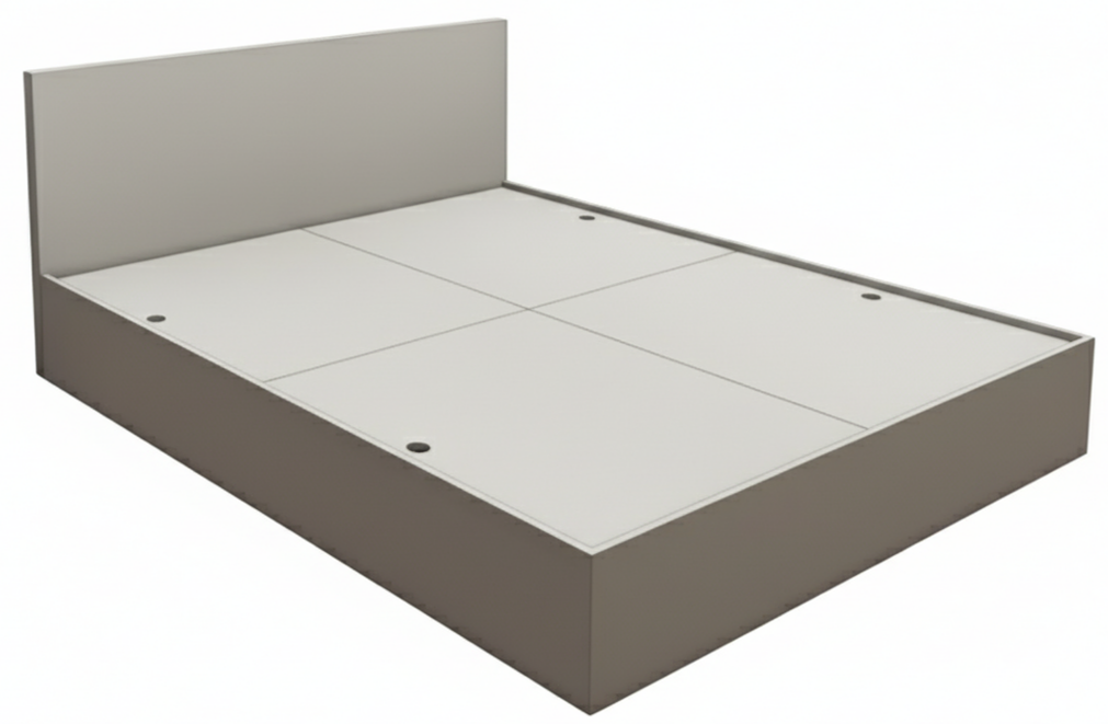 Modern Dust Finish Queen Bed – Spacious Under-Storage Design