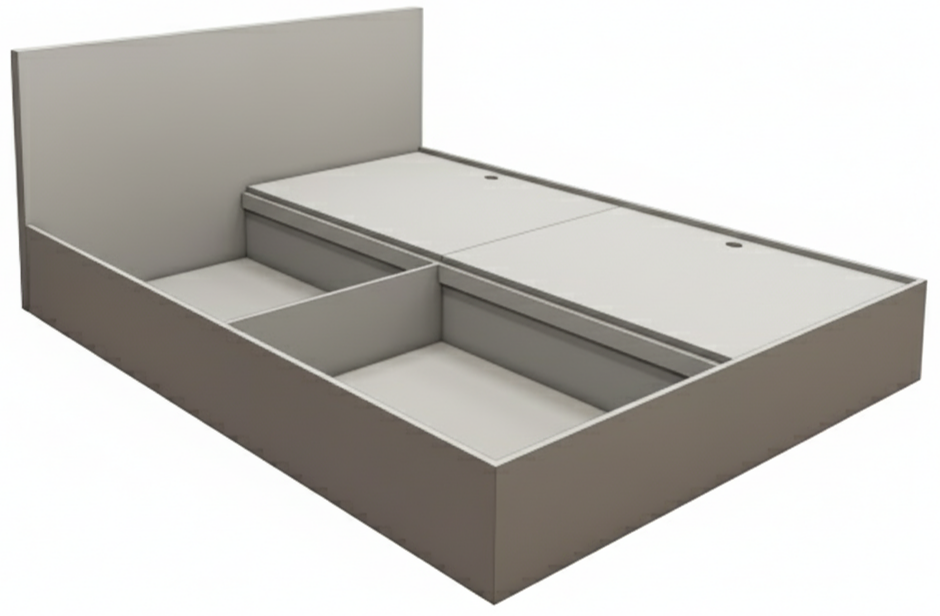 Modern Dust Finish Queen Bed – Spacious Under-Storage Design