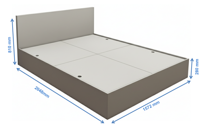Modern Dust Finish Queen Bed – Spacious Under-Storage Design