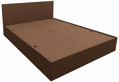 Modern Rich Walnut Finish Queen Bed – Spacious Under-Storage Design