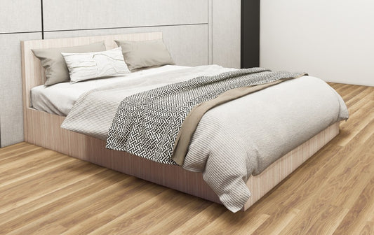 Modern Oak Finish Queen Bed – Spacious Under-Storage Design