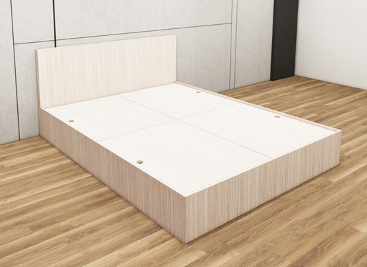 Modern Oak Finish Queen Bed – Spacious Under-Storage Design