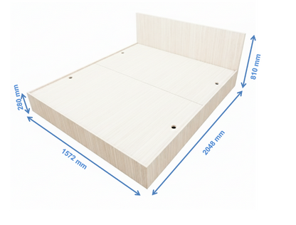 Modern Oak Finish Queen Bed – Spacious Under-Storage Design