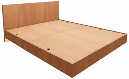 Burma Teak Finish Queen Bed – Modern Box Storage Design