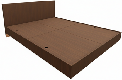 Rich Walnut Finish Queen Bed – Modern Box Design